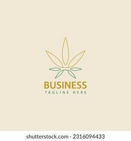 Simple King Cannabis Logo design. Line Cannabis Crown logo vector. Suitable for farming business, medical etc