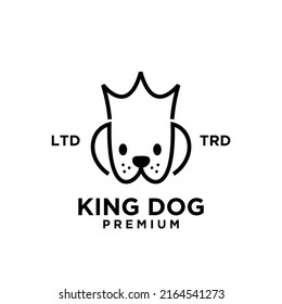 simple king Dog head line art vector logo design isolated white background