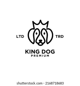 simple king Dog head line art vector logo design isolated white background