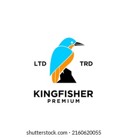 simple kingfisher line logo vector design isolated white background