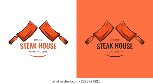 Simple kitchen knife logo design template. Suitable for the food and steak house business 