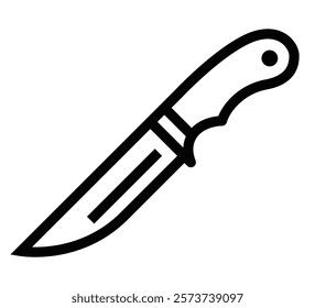 Simple kitchen knife with sharp blade and handle. Editable stroke.