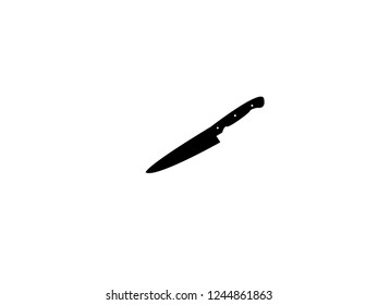 Simple kitchen knife vector . Black knife on a white surface