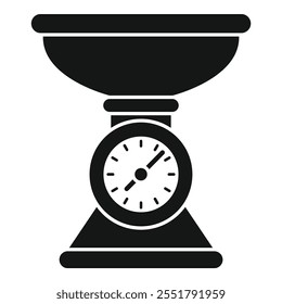 Simple kitchen scale measuring food weight in black and white