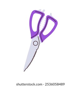 Simple kitchen scirrsors isolated. Concept of cooking utensil, tool. Vector flat illustration.