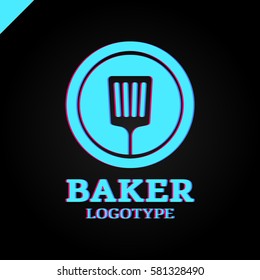 simple kitchen spatula or bakery logo icon in the circle