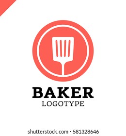 simple kitchen spatula or bakery logo icon in the circle