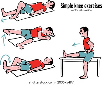 Simple Knee Exercises Vector Illustration