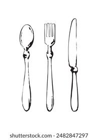 Simple knife, fork and spoon icon