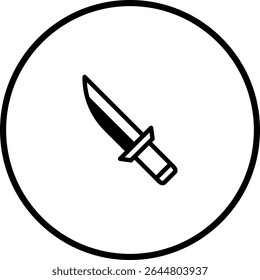 Simple knife icon with black outline in a circle creates minimalist design