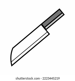 Simple knife illustration with white blade and grey handle.