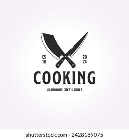 diseño de plantilla de logotipo de restaurante de cuchillo simple. vector vintage plano de icono de bistro retro