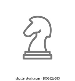 Simple knight chess and horse figure line icon. Symbol and sign vector illustration design. Isolated on white background
