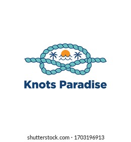 Simple Knot Rupe Sun Palm Logo Design For Vacation