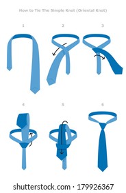 Simple knot tying instructions, flat vector design.