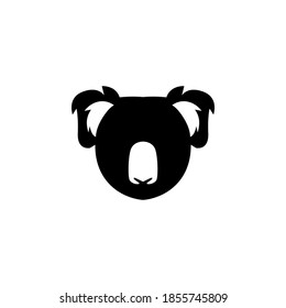 Simple koala head logo template in silhouette concept