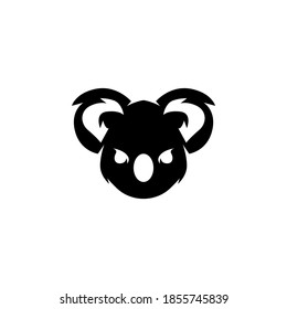 Simple koala head logo template in silhouette concept