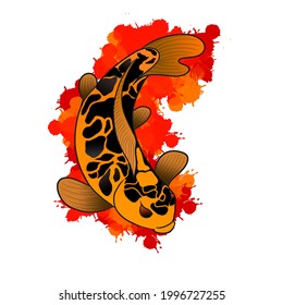 logotipo simple de pescado koi para granja