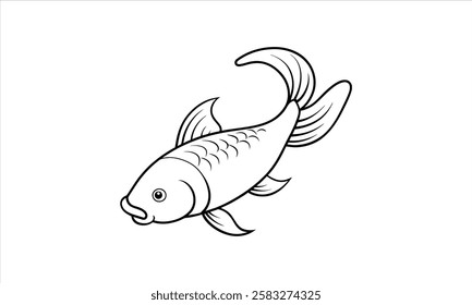 Simple Koi Graceful Line Art