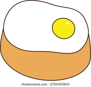 Un icono coreano simple de la ilustración del pan del huevo