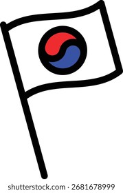 eine einfache koreanische Flagge auf einem Pfosten