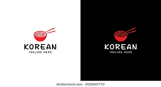 Simple Korean Food Logo. Noodle logo. Korean restaurant logo.