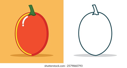 A simple Kumquat illustration for a design element or coloring book element