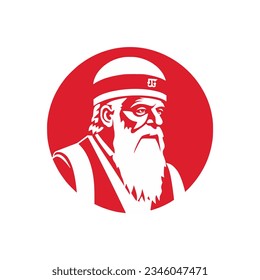simple kungfu master old man logo vector illustration template design