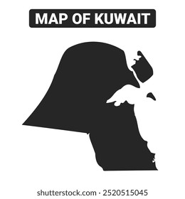 Simple Kuwait Black map flat vector illustration