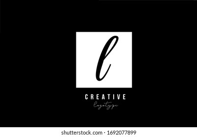 simple L black and white square alphabet letter logo design for business and company 