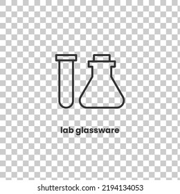 Simple lab glassware icon. Stroke pictogram. Vector illustration isolated on a transparent background PNG. Premium quality symbol. Vector sign for mobile app and web sites.