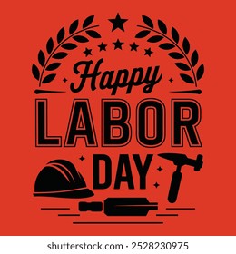 A simple Labor Day typography with some labor elements.