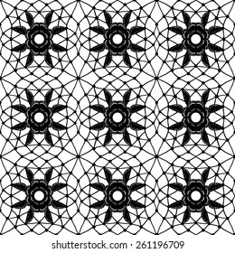 Simple lace with mesh and flowers. Vector illustration