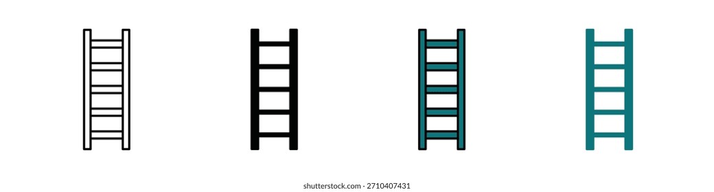 Icono de escalera simple que representa escalada, altura y herramientas; perfecto para App de la construcción, guías de seguridad, marca de bricolaje, infografías y diseño de interfaz de usuario limpio.