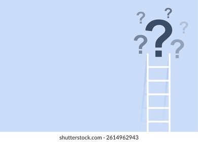 simple ladder leading to the question mark icon challenge concept background 