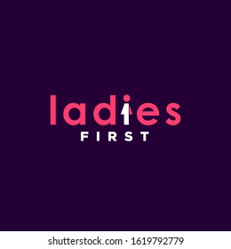 Simple Ladies Logo Design Inspiration . Ladies First Logo Design Inspiration . Ladies First Negative Space Logo Design