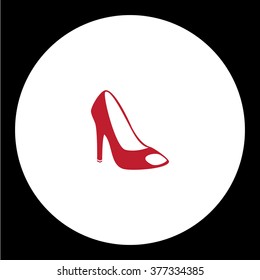 simple lady court shoe isolated black icon eps10