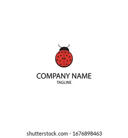 simple ladybug logo in red and black.
