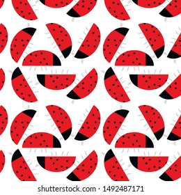 Simple ladybug seamless pattern, abstract texture; vector art illustration logo design element. Good for stickers, logo, books, fabric or magazine