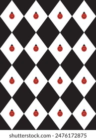 Simple ladybug seamless pattern design. Vector illustration.
