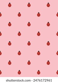 Simple ladybug seamless pattern design. Vector illustration.