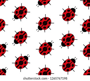 Simple ladybug vector seamless pattern