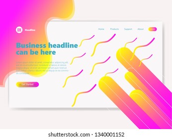 Simple landing page business with gradient color yellow and purple design