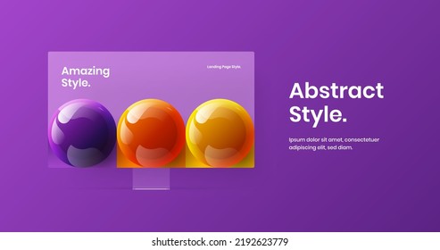 Simple landing page design vector template. Abstract computer monitor mockup website concept.