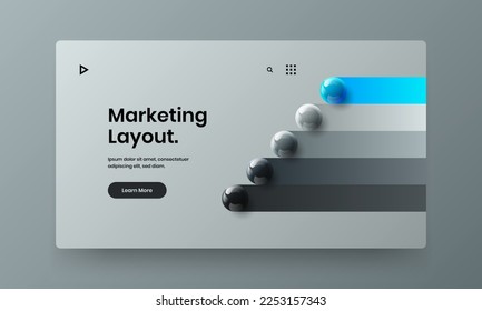 Simple landing page design vector illustration. Modern realistic balls handbill layout.