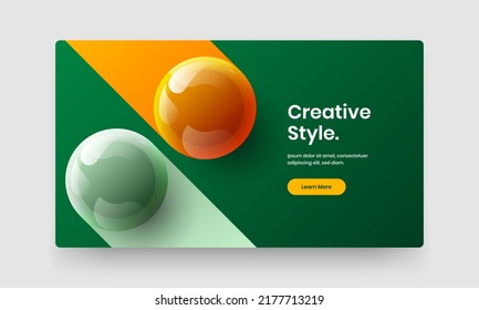 Simple landing page vector design layout. Amazing 3D balls cover illustration.