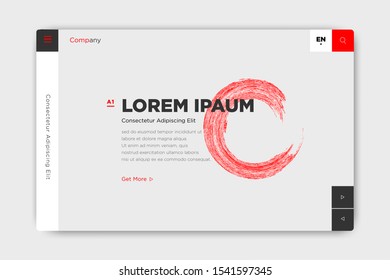 simple landingpage typography with brush circle and next button