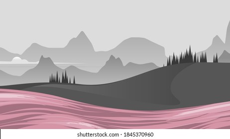 Sencillo paisaje de fondo, colinas y montañas
