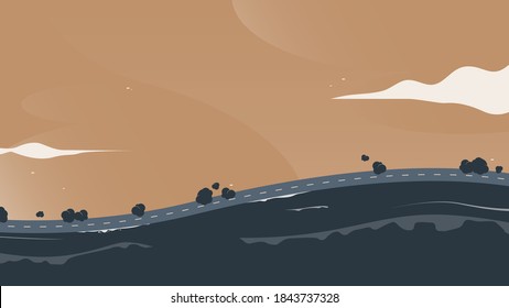 Simple landscape background, long road  beside the beach aerial view
