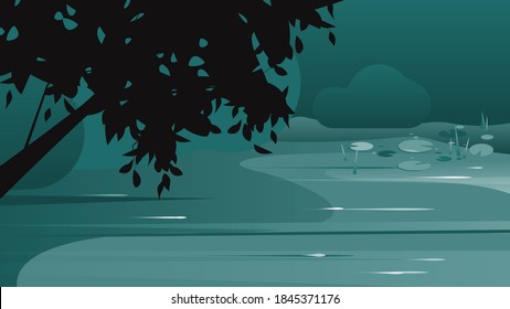 Simple landscape background, pond in the forest